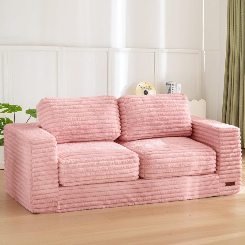 Giant Bean Bag Chair for Adults, Upholstered Loveseat Floor Sofa with Pillows and Armrests, Large Bean Bag Sofa Plush Chair Couch for Bedroom Living Room, (Various colors)