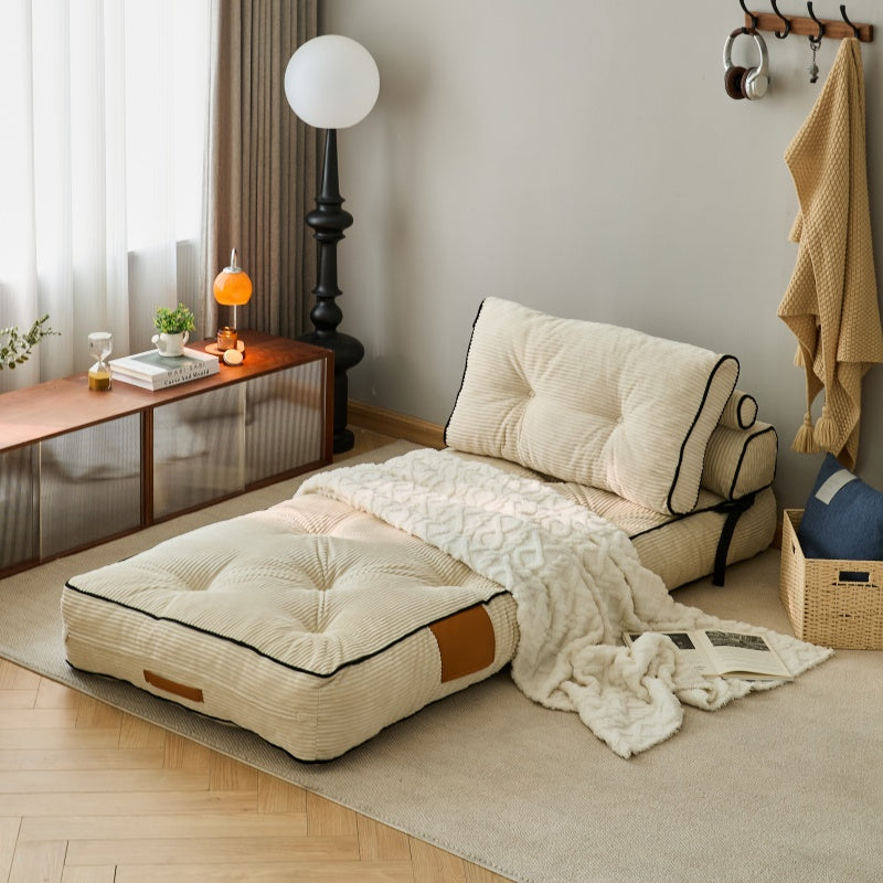 Folding Sofa Bed, Convertible Sleeper Chair with Pillow Foldable Mattress with Back Support, Portable Fold Out Chair Bed Comfy Floor Sofa Lounge for Living Room Bedroom, Beige, Single