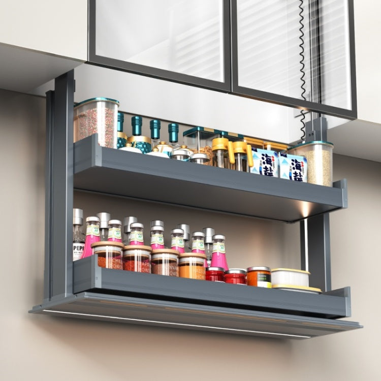 Modern smart home seasoning storage touch lift pull-down kitchen cabinet large capacity pull-out basket