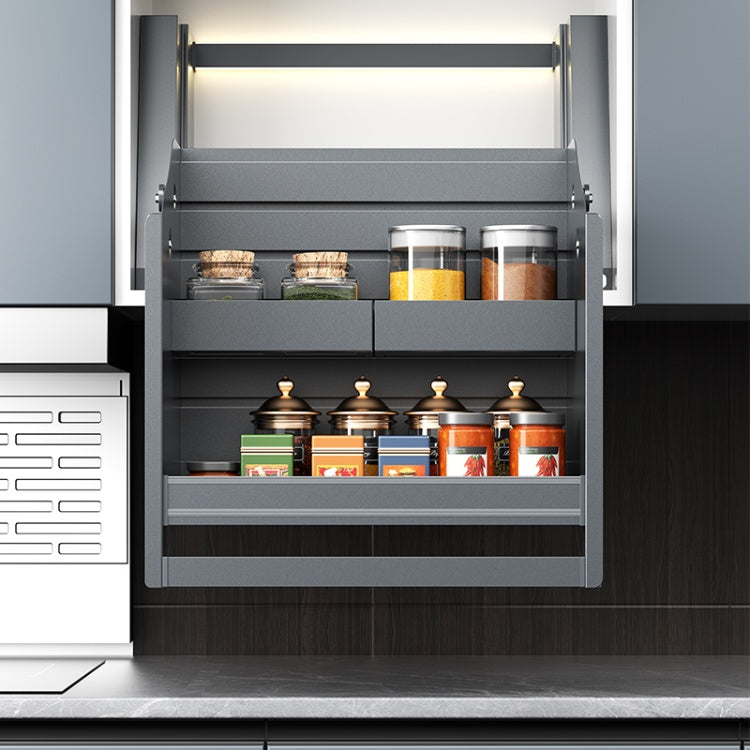 Smart electric cabinet - lifting device storage rack suitable for kitchen - durable double-layer lifting cabinet