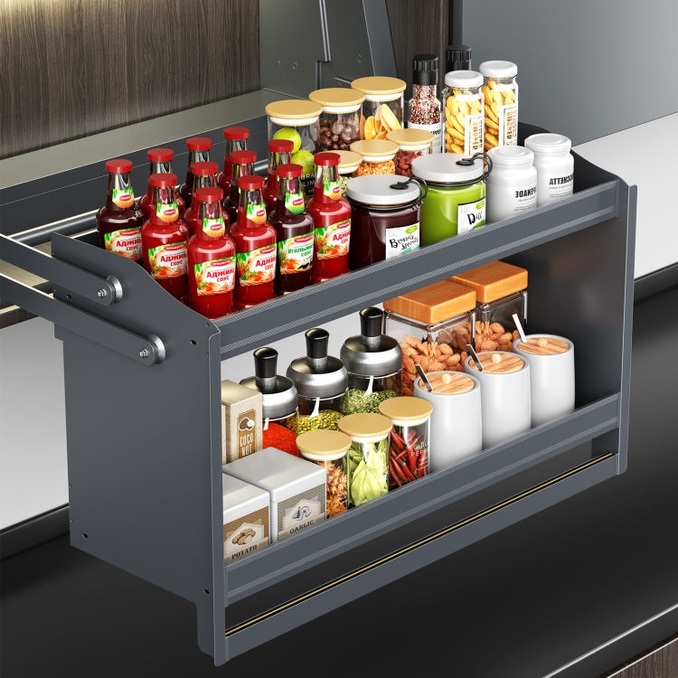 Electric kitchen cabinet lifting basket-smart electric upper and lower spice rack double shelf storage rack