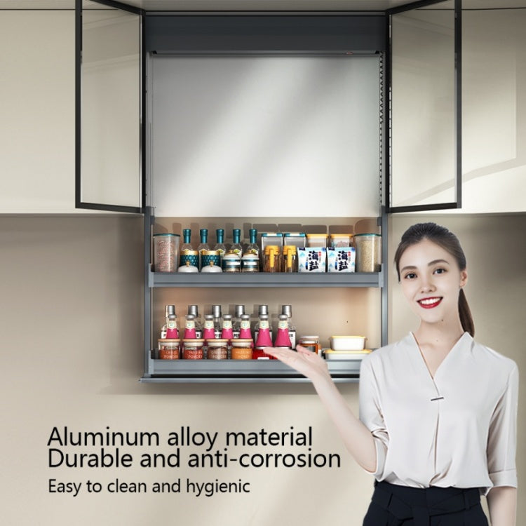 Modern smart home seasoning storage touch lift pull-down kitchen cabinet large capacity pull-out basket