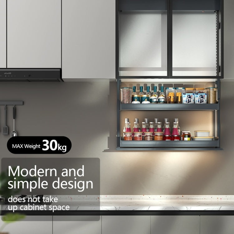 Modern smart home seasoning storage touch lift pull-down kitchen cabinet large capacity pull-out basket