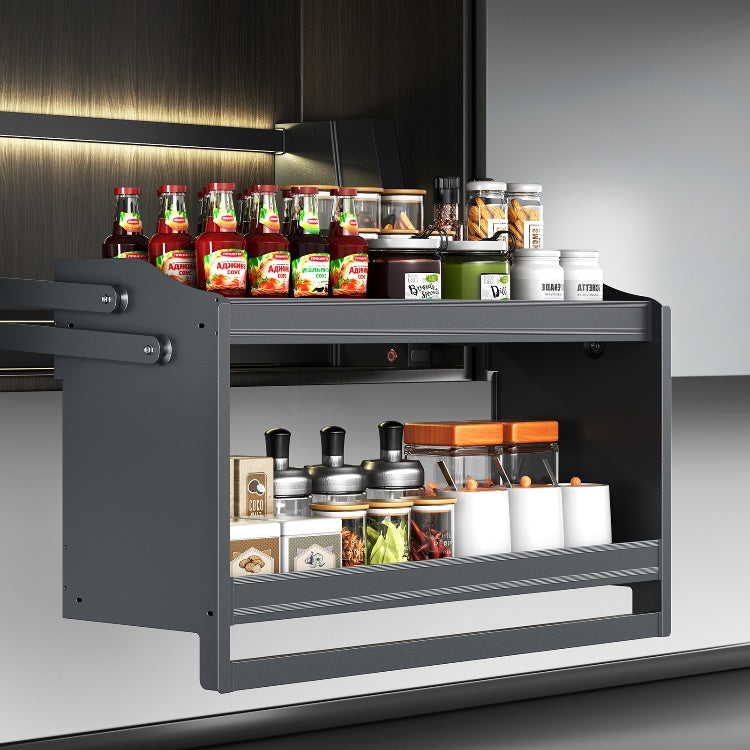 Electric kitchen cabinet lifting basket-smart electric upper and lower spice rack double shelf storage rack