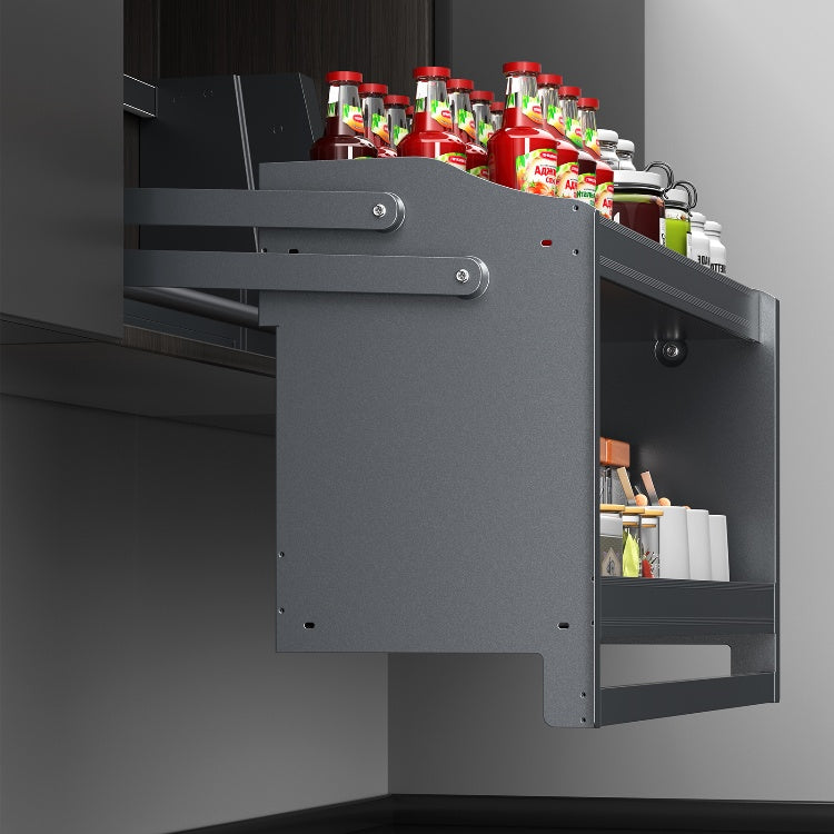 Electric kitchen cabinet lifting basket-smart electric upper and lower spice rack double shelf storage rack