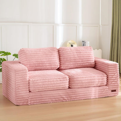 Giant Bean Bag Chair for Adults, Upholstered Loveseat Floor Sofa with Pillows and Armrests, Large Bean Bag Sofa Plush Chair Couch for Bedroom Living Room, (Various colors)