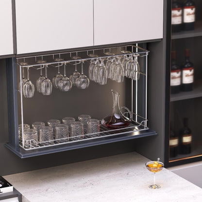 Smart Cabinet Wine Glass Stemware Rack-Electric Wine Glass Holder,Touch Switch Pull Down Shelf for Upper Cabinets