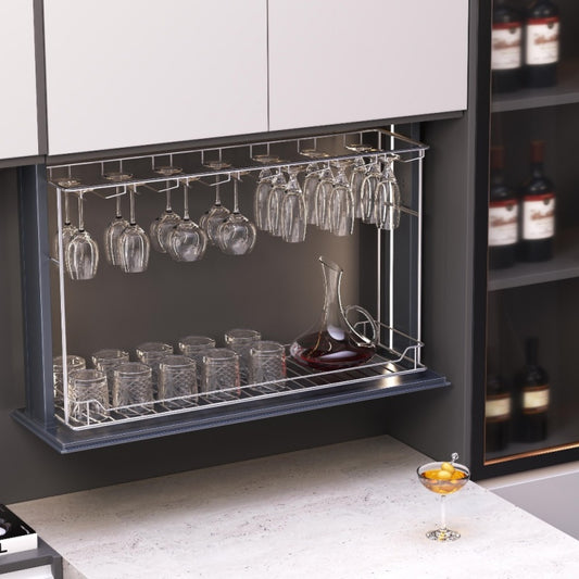 Smart Cabinet Wine Glass Stemware Rack-Electric Wine Glass Holder,Touch Switch Pull Down Shelf for Upper Cabinets