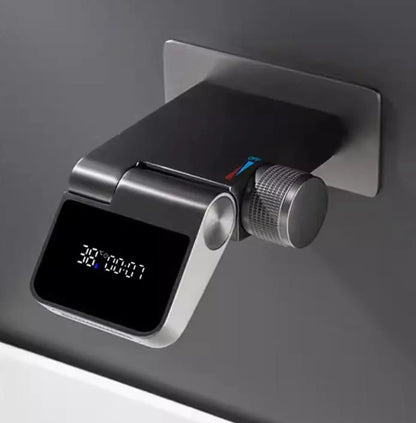Brushed gold Wall-mounted water fall digital display faucet concealed embedded wall cold and hot wash basin embedded faucet
