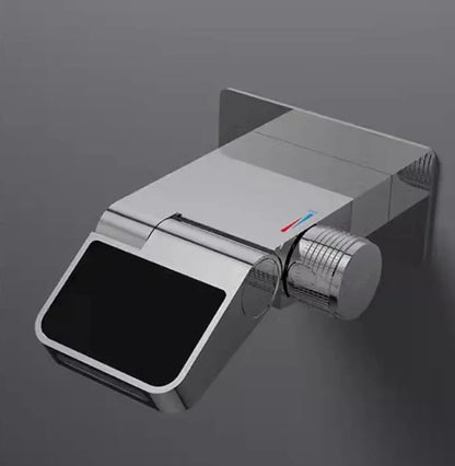 Brushed gold Wall-mounted water fall digital display faucet concealed embedded wall cold and hot wash basin embedded faucet