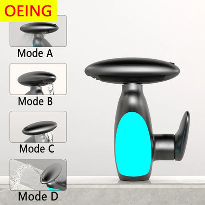 Big LED Basin Faucet 4 Ways Water Outlet Cold and Hot Heavy Tap Water Flow Generates Electricity