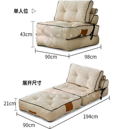 Folding Sofa Bed, Convertible Sleeper Chair with Pillow Foldable Mattress with Back Support, Portable Fold Out Chair Bed Comfy Floor Sofa Lounge for Living Room Bedroom, Beige, Single