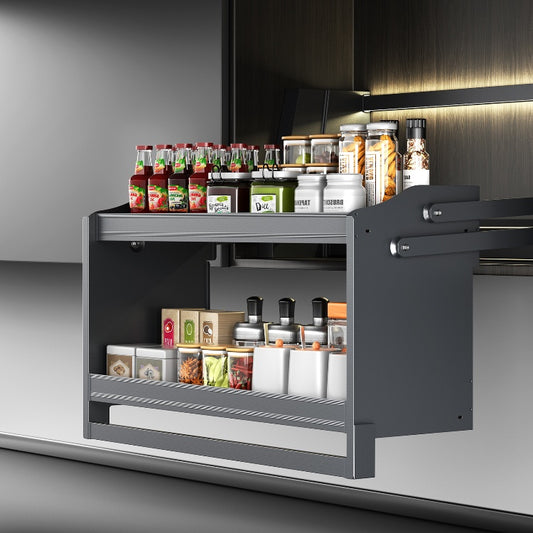 Electric kitchen cabinet lifting basket-smart electric upper and lower spice rack double shelf storage rack