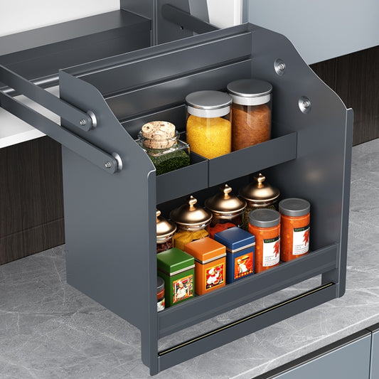 Smart electric cabinet - lifting device storage rack suitable for kitchen - durable double-layer lifting cabinet