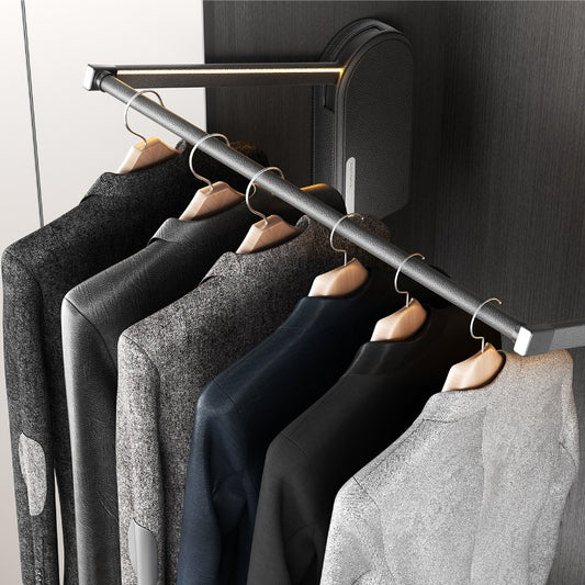 Modern Home - Touch Switch Controlled Electric Lift Hanger for Wardrobes - Leather Finish - 20kg Load Capacity