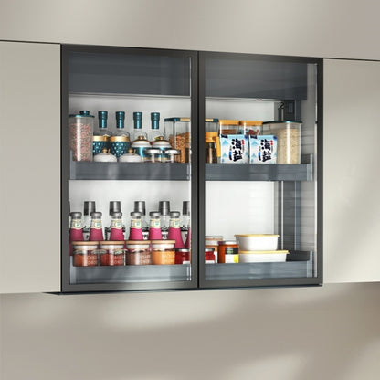 Modern smart home seasoning storage touch lift pull-down kitchen cabinet large capacity pull-out basket